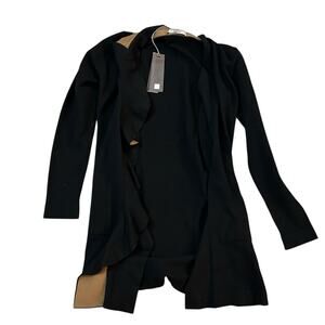D. Exterior Open Front Wool Blend Knit Ruffle Cardigan Sweater Womens Medium